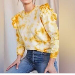 Clare V Tie-Dye Ruffle Sleeve Sweatshirt